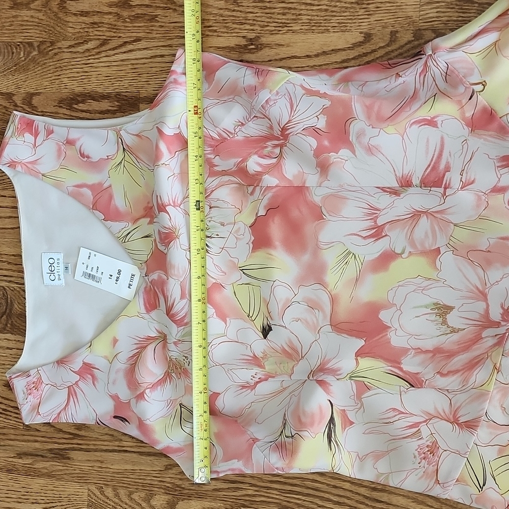 (14) NWT Cleo Petites Full Skirt Romantic Vacation Vibes Light Floral Flowy - Picture 3 of 7